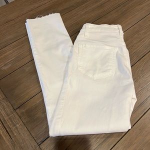 Paige - Crisp White - High Waist - Hoxton Slim Raw Hem - Size 24